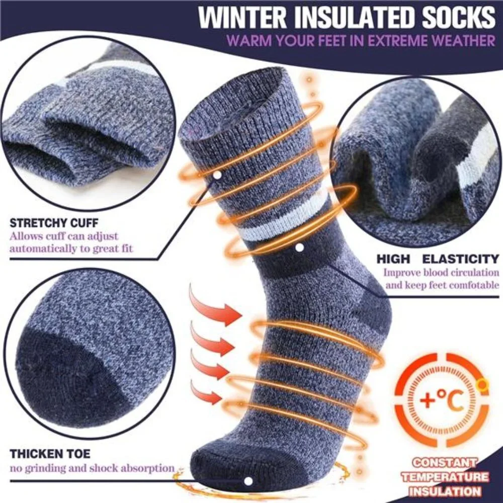 3 Pairs Unisex Thermal Winter Socks Thick Extra Warm Insulated Socks